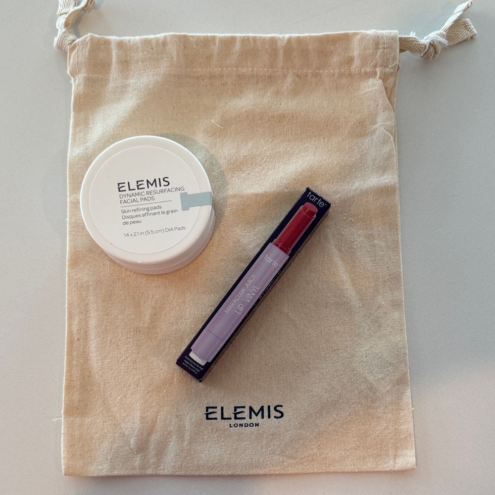 NWOT Elemis resurfacing facial pads &Maracuja juicy lip vinyl in hibiscus